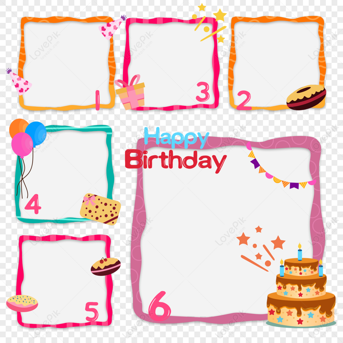 Pink Birthday Photo Frame Cake,cute Style,texture,powder PNG Picture ...