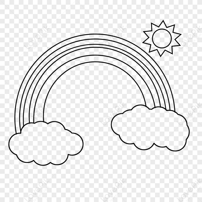 Photo de D coration De Soleil Arc en ciel Clipart Noir Et Blanc