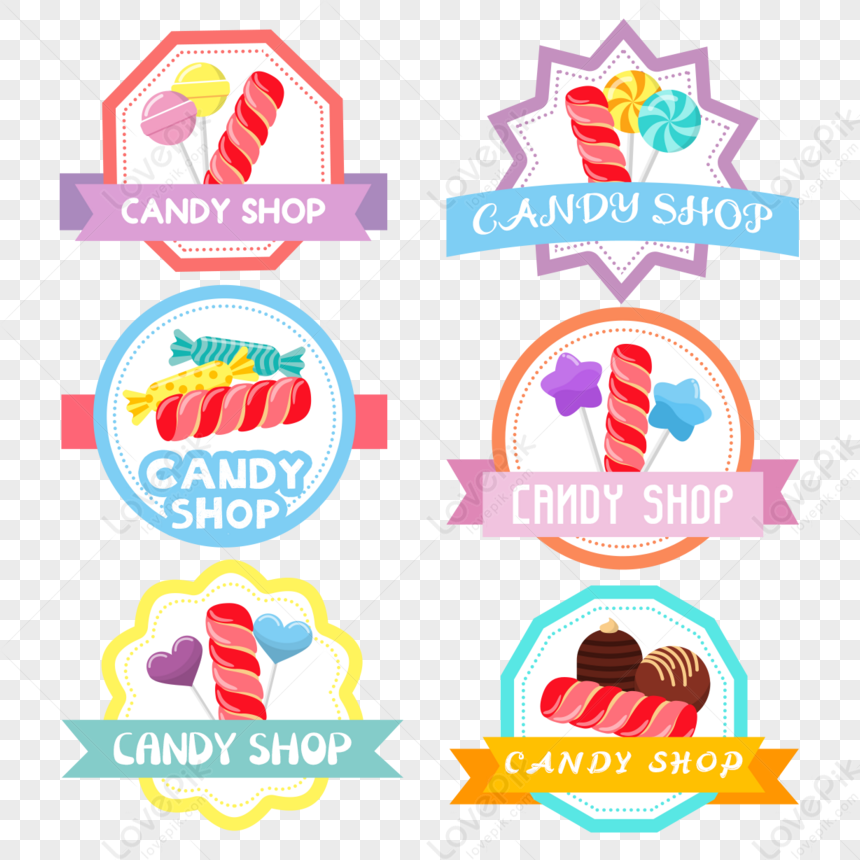 Candy shop logo templates set sweet and tasty bar Vector Image