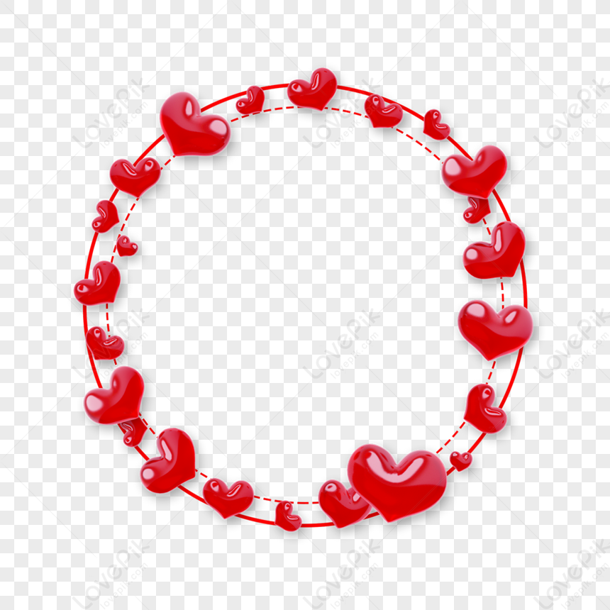 Round Valentines Day Love Heart Border,frame,dai PNG Free Download And ...