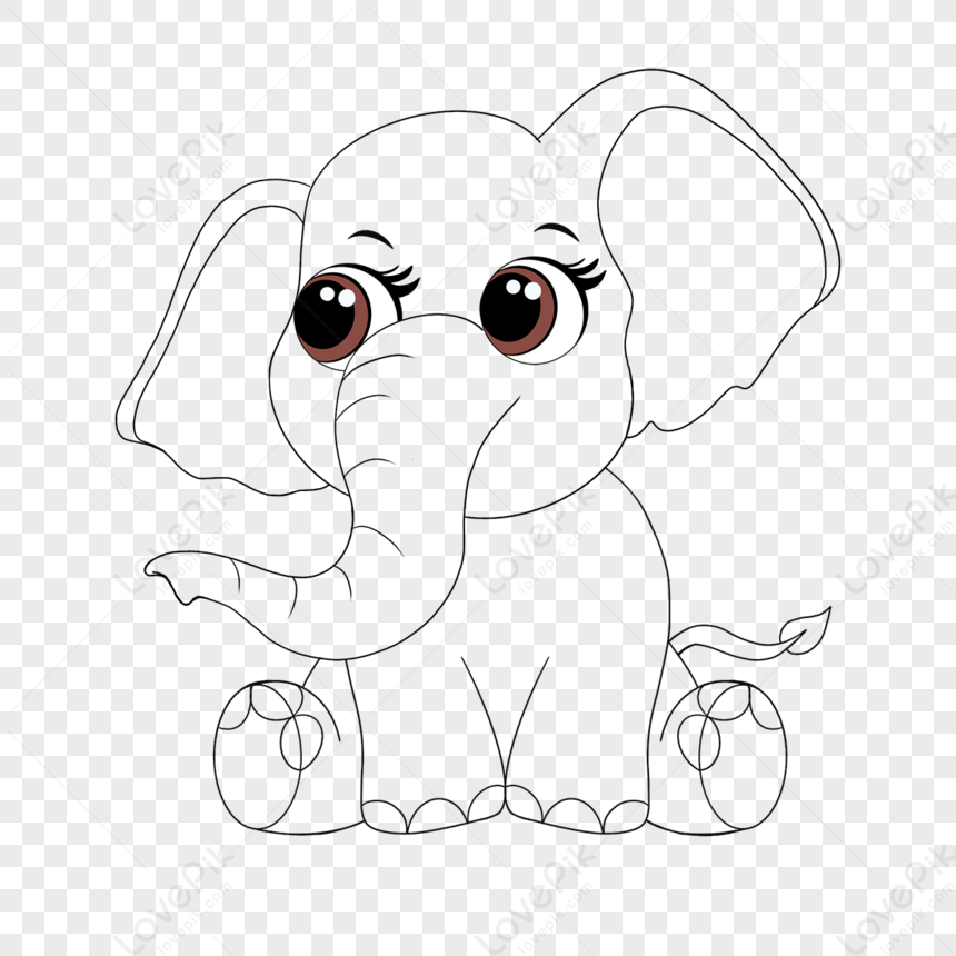 Photo de Clipart l phant Timide Noir Et Blanc dessin D l phant