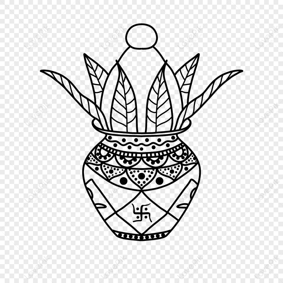 Image of Drawing Of Kalash With Bowl Full Fruits And Traditional Oil Diya  Flowers Outline. Design Element Of Hindu Wedding Card And Puja Event  Invitation Card.-AD401446-Picxy