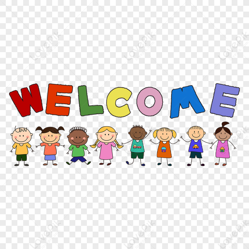 Welcome Clipart Cute Children,group,girls,cartoon Free Png And Clipart 