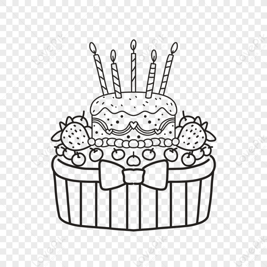 Bow Berry Birthday Cake Cake Clipart Black And White,dessert,sweets PNG ...