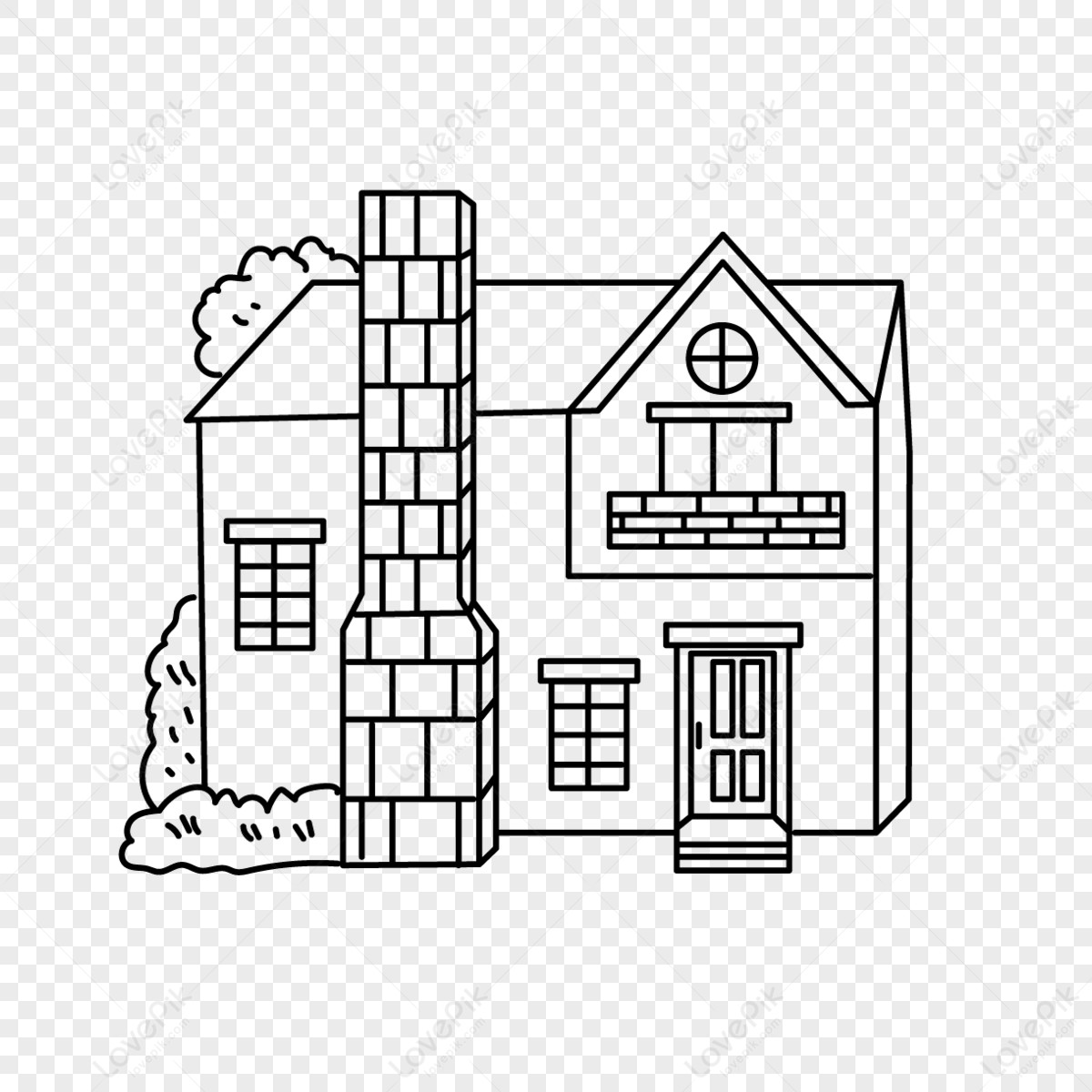 Chimney Bush House Residential House Black And White Clipart,cutout ...