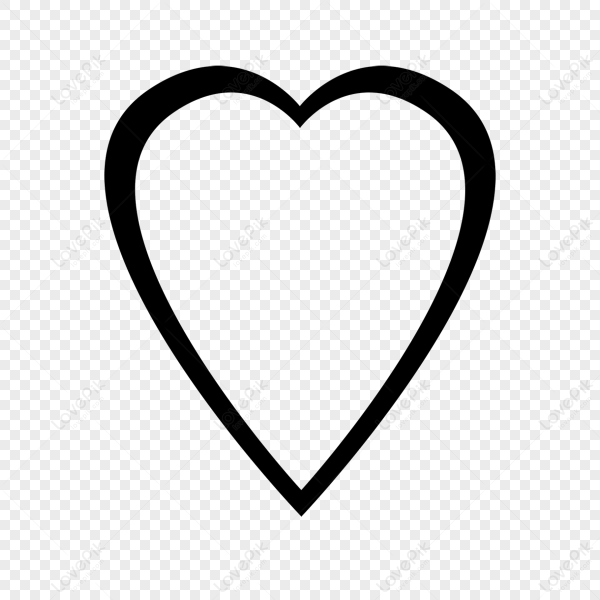 Heart Clipart Black And White Unequal Line Flat Love,black Frame Heart ...