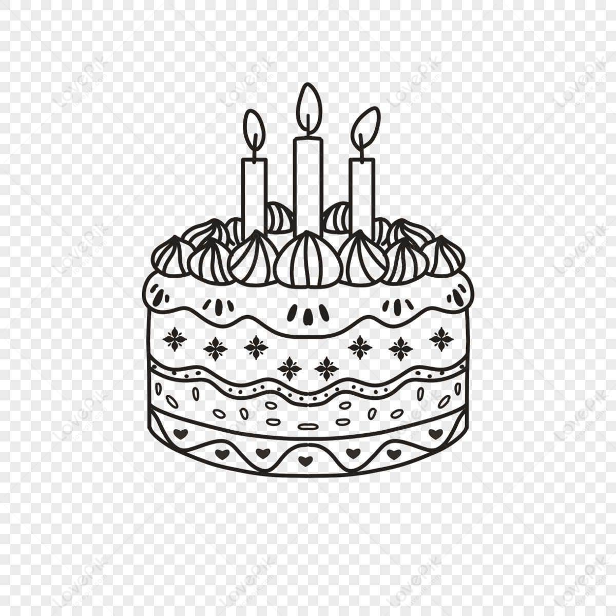 simple birthday cake with candlelight filling cream cake clipart black 231285 wh1200
