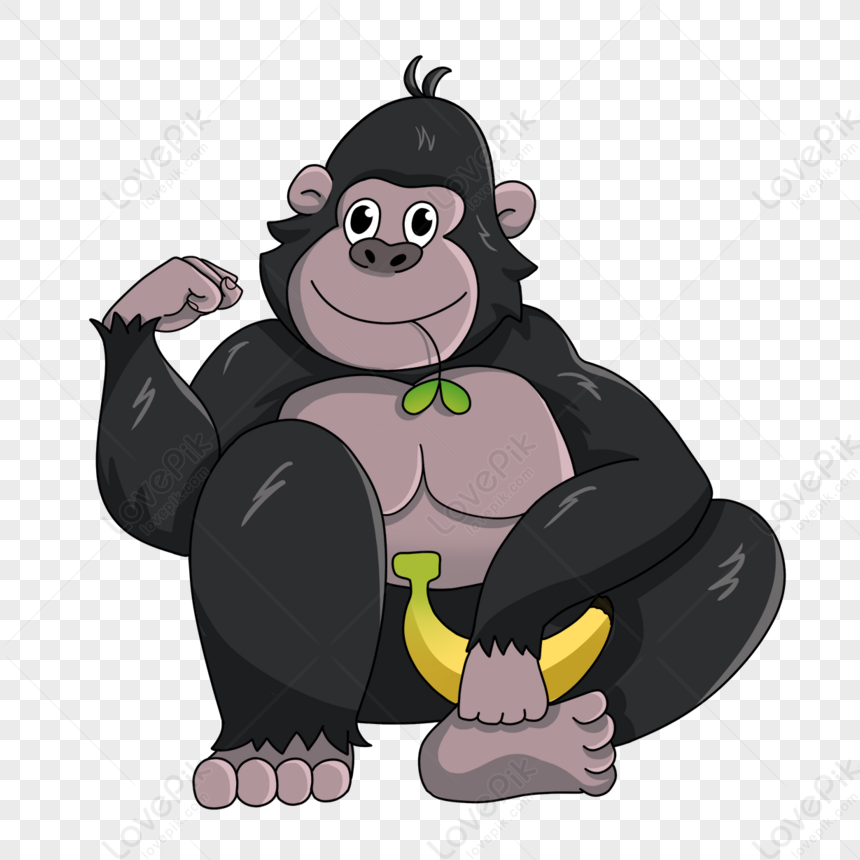 Black Orangutan Clip Art,banana,robust,grass PNG Image And Clipart ...