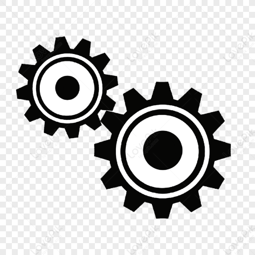 Black And White Double Gear Clipart,simple,gears PNG Picture And