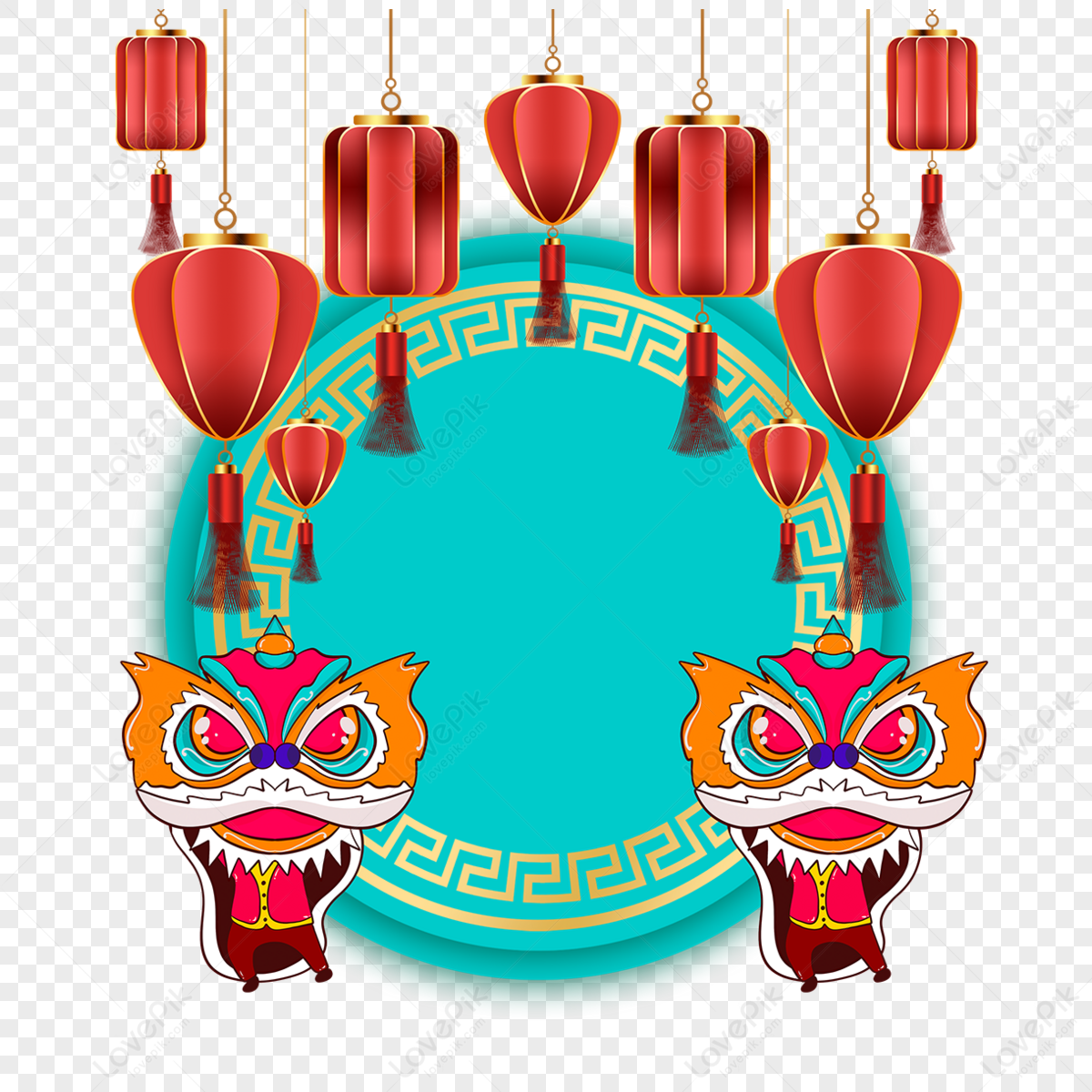 Blue Chinese New Year Lantern Border,characters,graphic PNG White ...