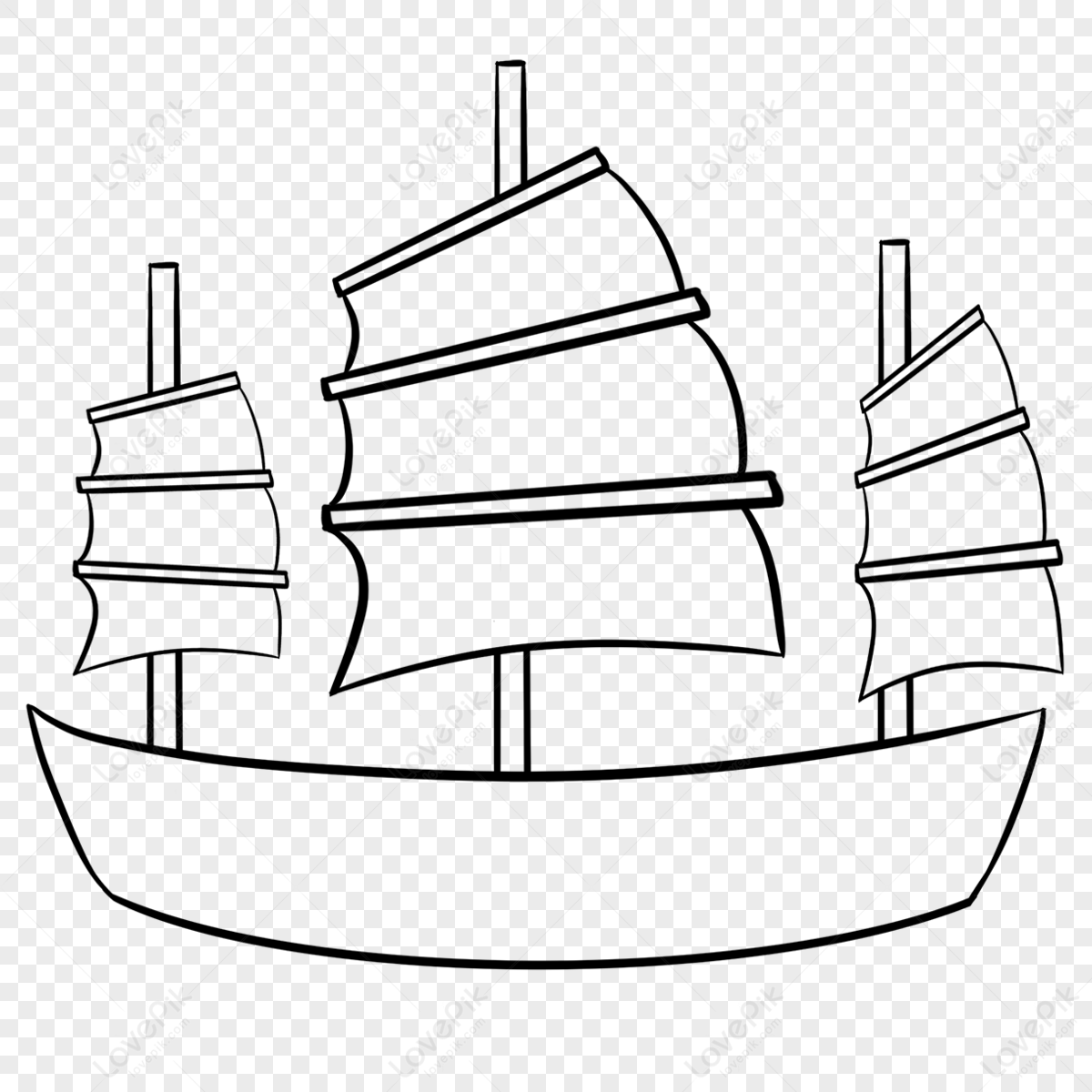 Cartoon little sailing boat clipart black and white,ferry,boat sketch free png