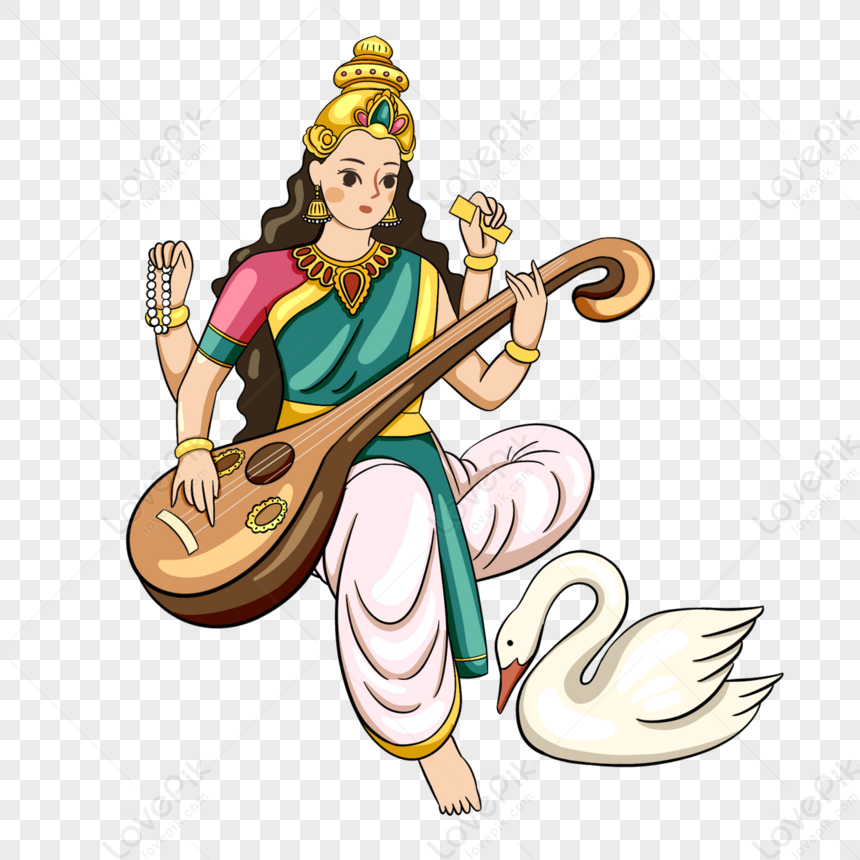 Cartoon Style Saraswati Goddess,color,music,wonderful Woman PNG Transparent  Background And Clipart Image For Free Download - Lovepik | 380246656