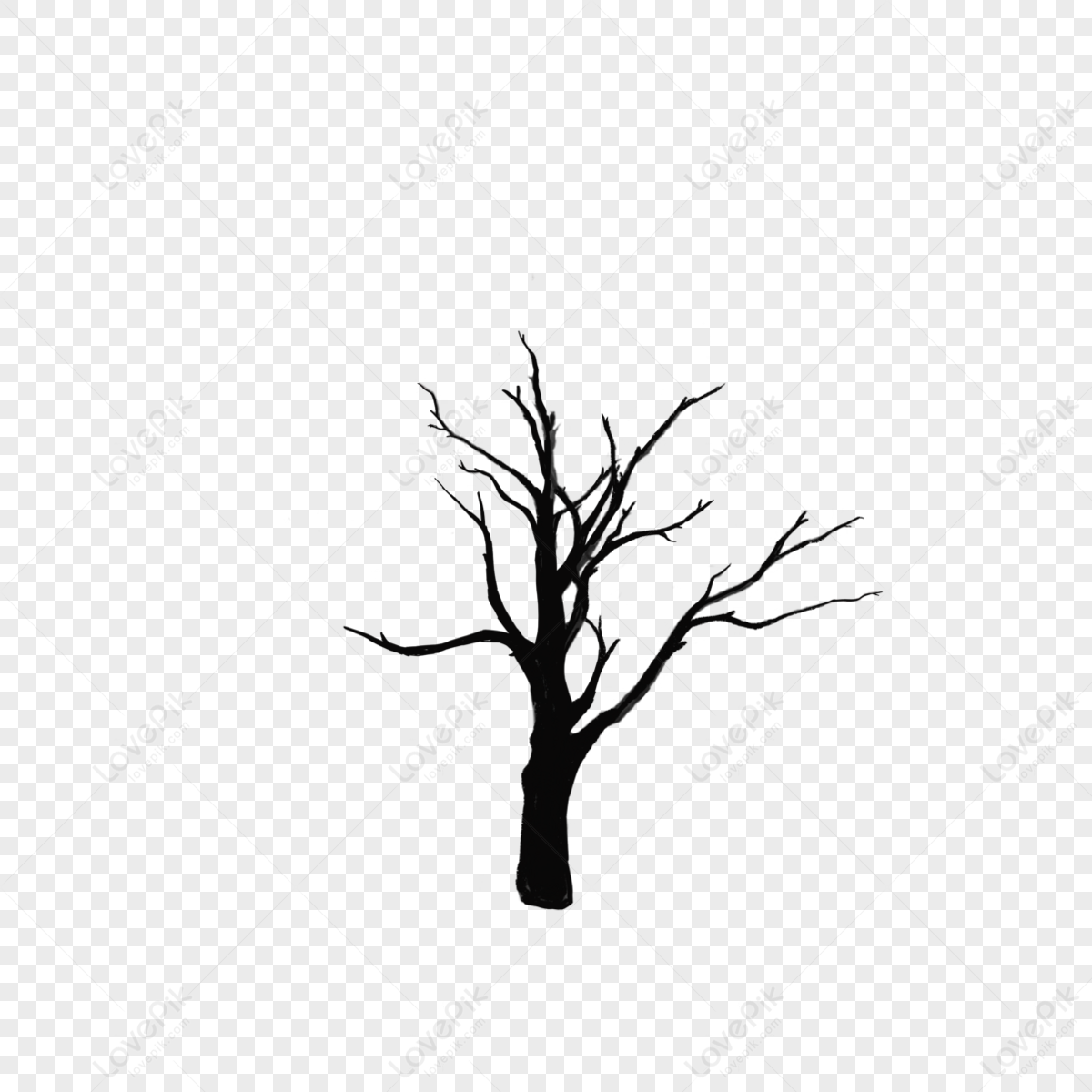 Crown Of Forked Bare Tree Clip Art,bend,branch Bifurcation PNG ...