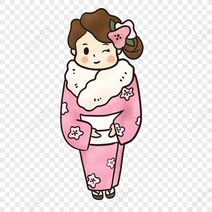 Cute Cartoon Girl With Long Hair In Kimono,history,cartoon Character ...