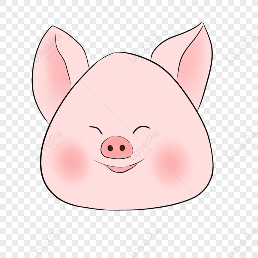 Cute Pink And Chubby Pig Face Clipart,anime,big Face Pig PNG ...