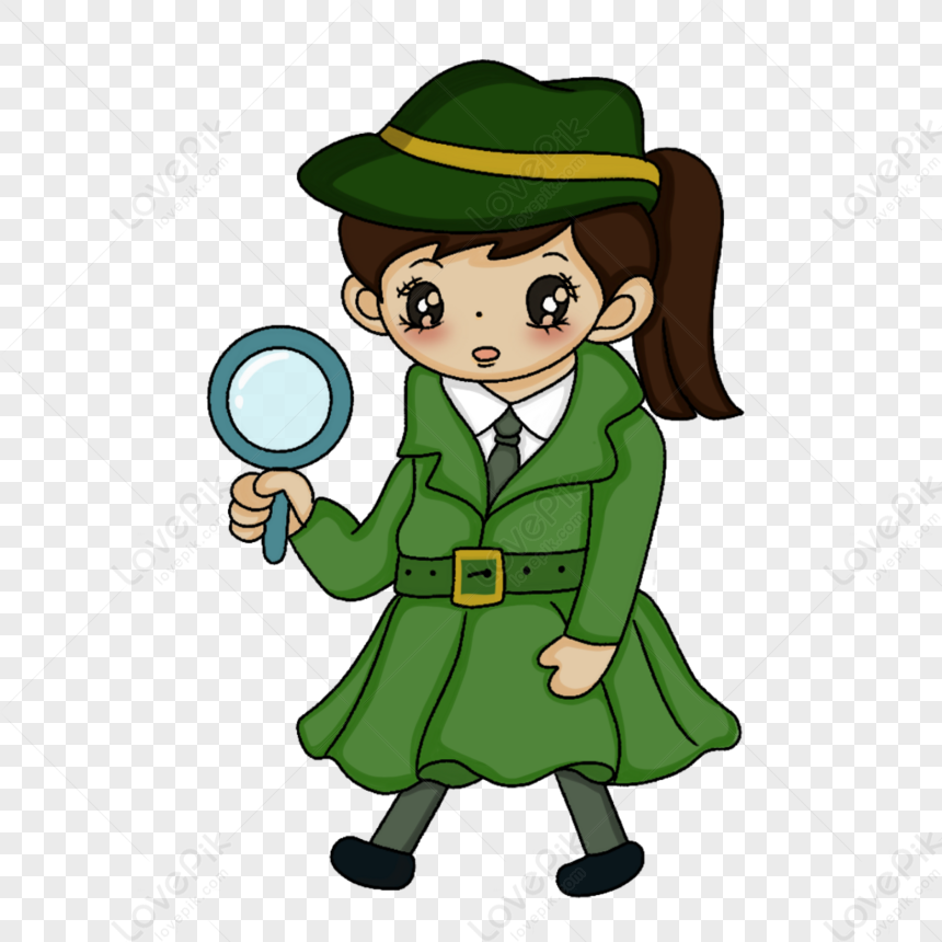 Detective Girl Holding A Magnifying Glass Clipart,magnifier,coat PNG ...