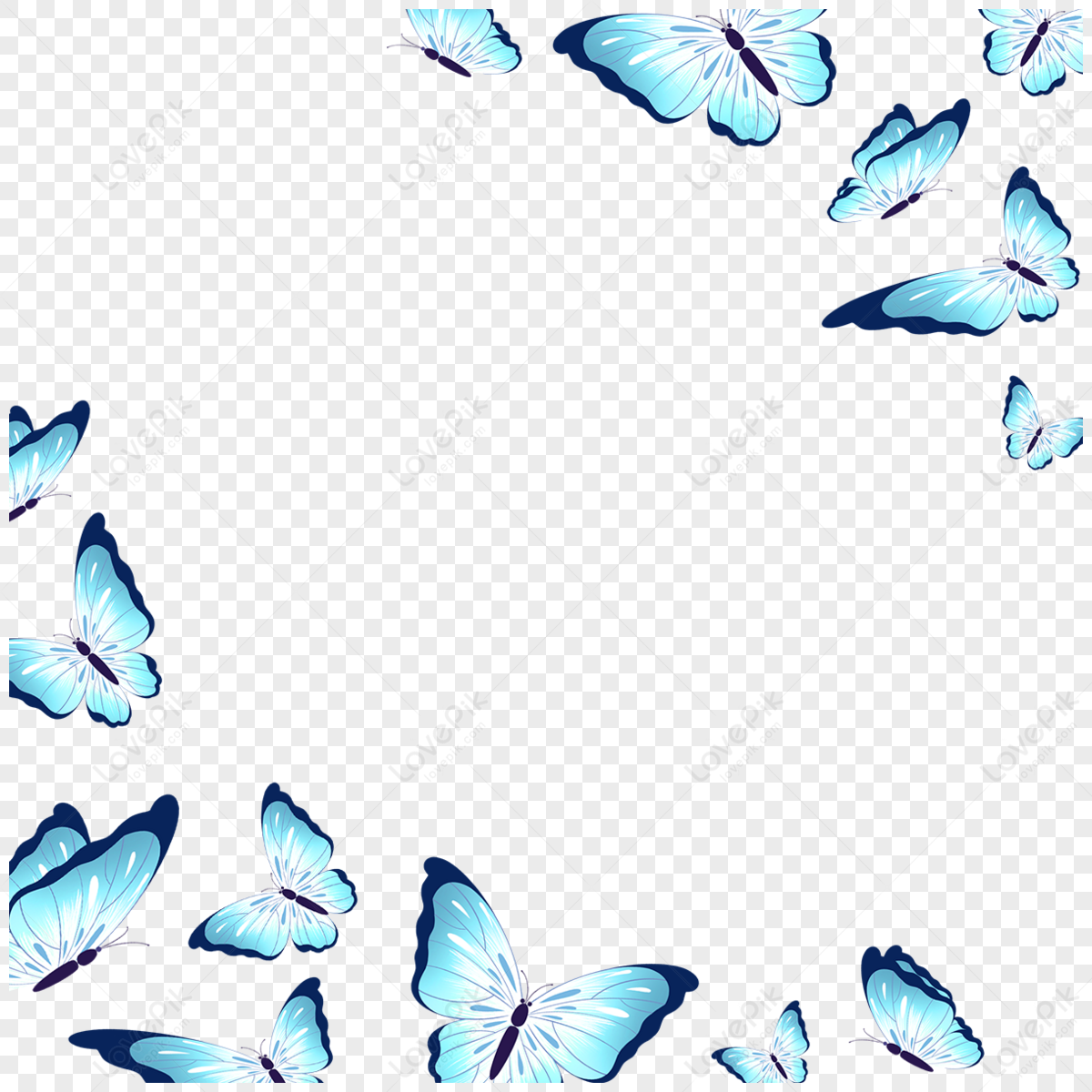 Fantasy Blue Gradient Butterfly Border,light Effect,blue Butterflies ...