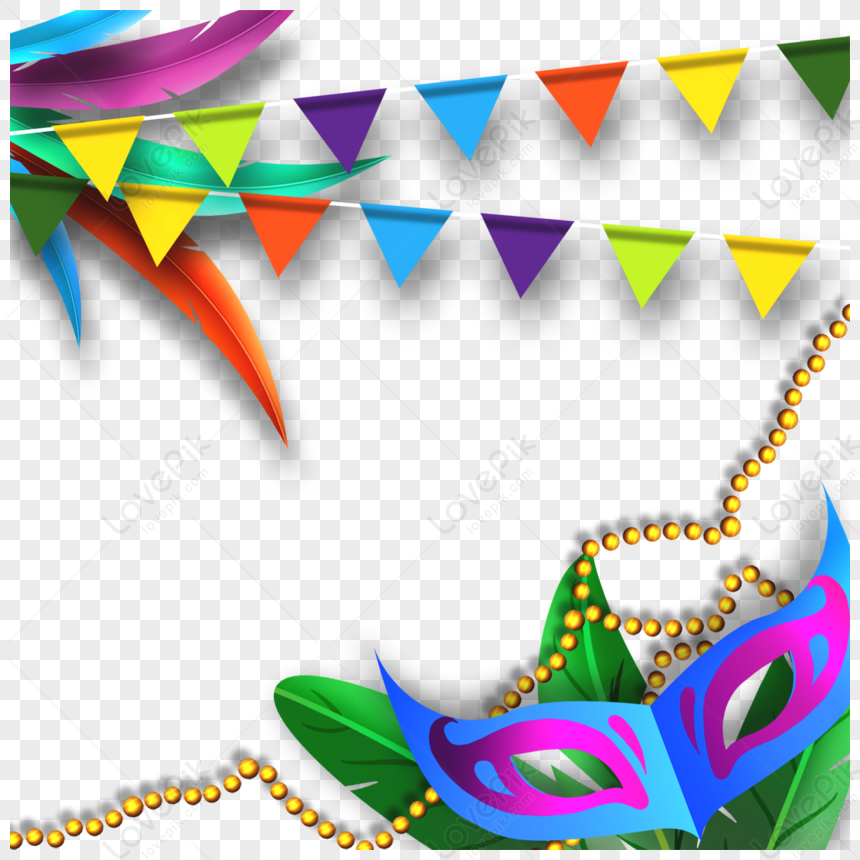 Golden Chain Decorated Brazilian Carnival Mask Border Decoration Texture PNG Hd Transparent