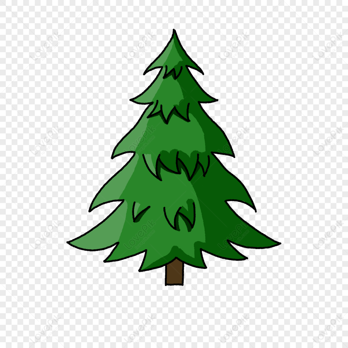 Green Cartoon Pine Tree Clipart,single,wildlife,frosty PNG Transparent ...