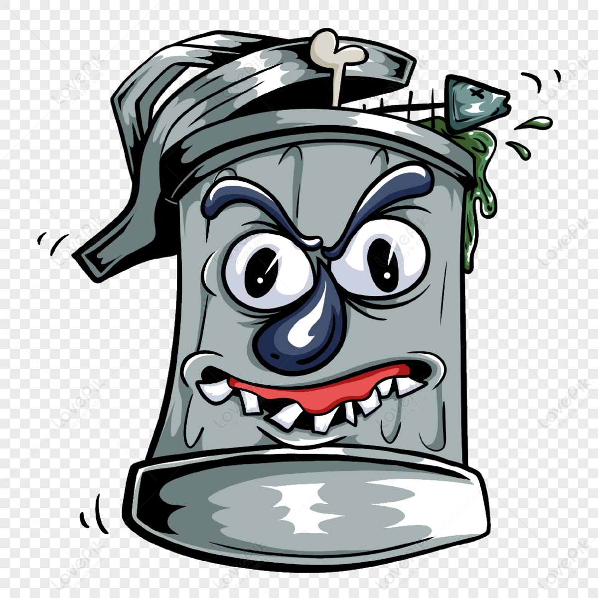 Premium Vector  Big green trash can on white background in cartoon style