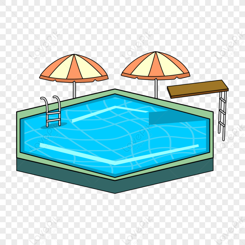 Outdoor Hexagonal Swimming Pool Clipart,watermark,pool Party,handrail ...