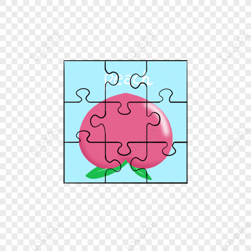 Pink Peach Jigsaw Clip Art,fruit,puzzle PNG White Transparent And ...