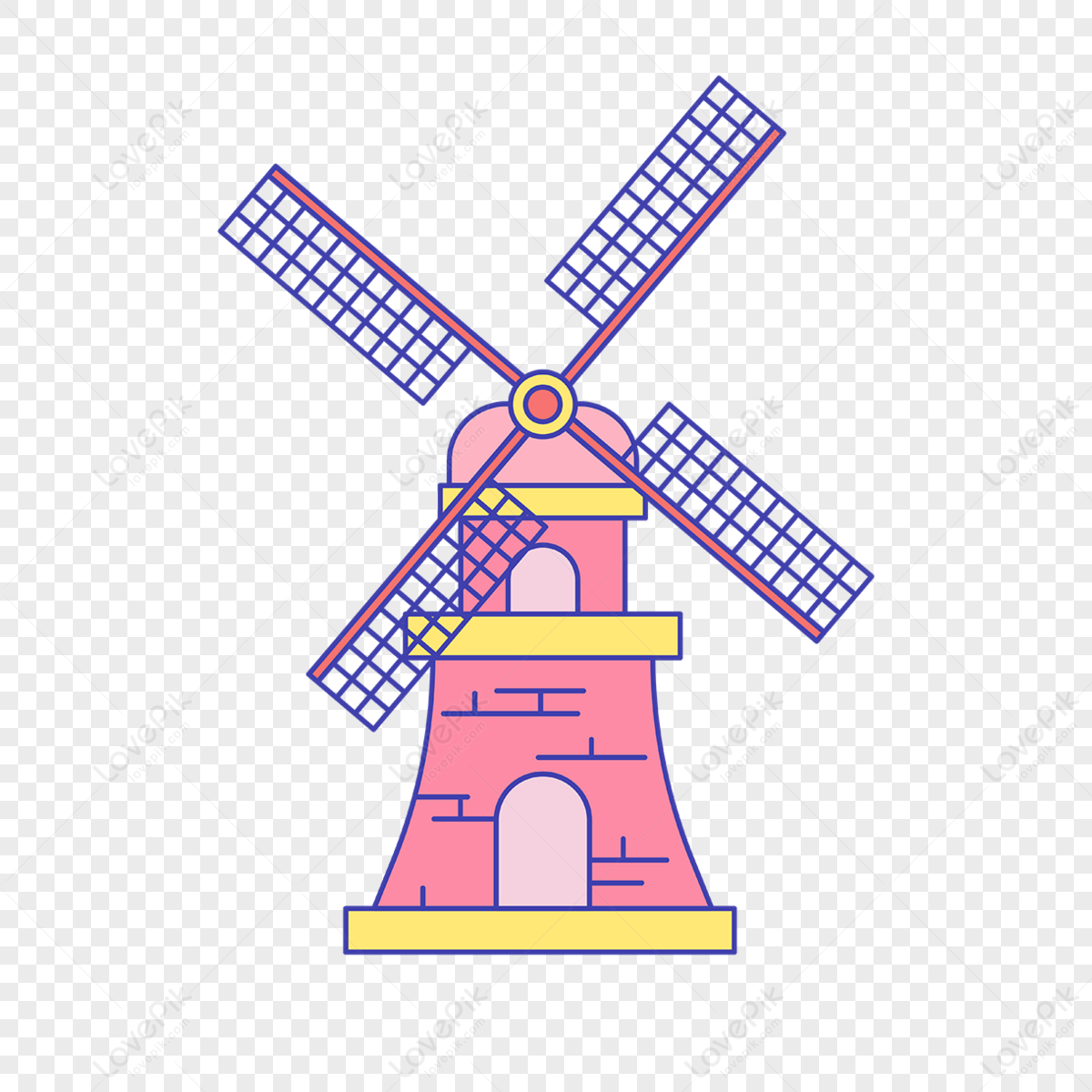 Pink Windmill Clip Art,double-deck,windmill Drawing,windmill Sketch PNG ...