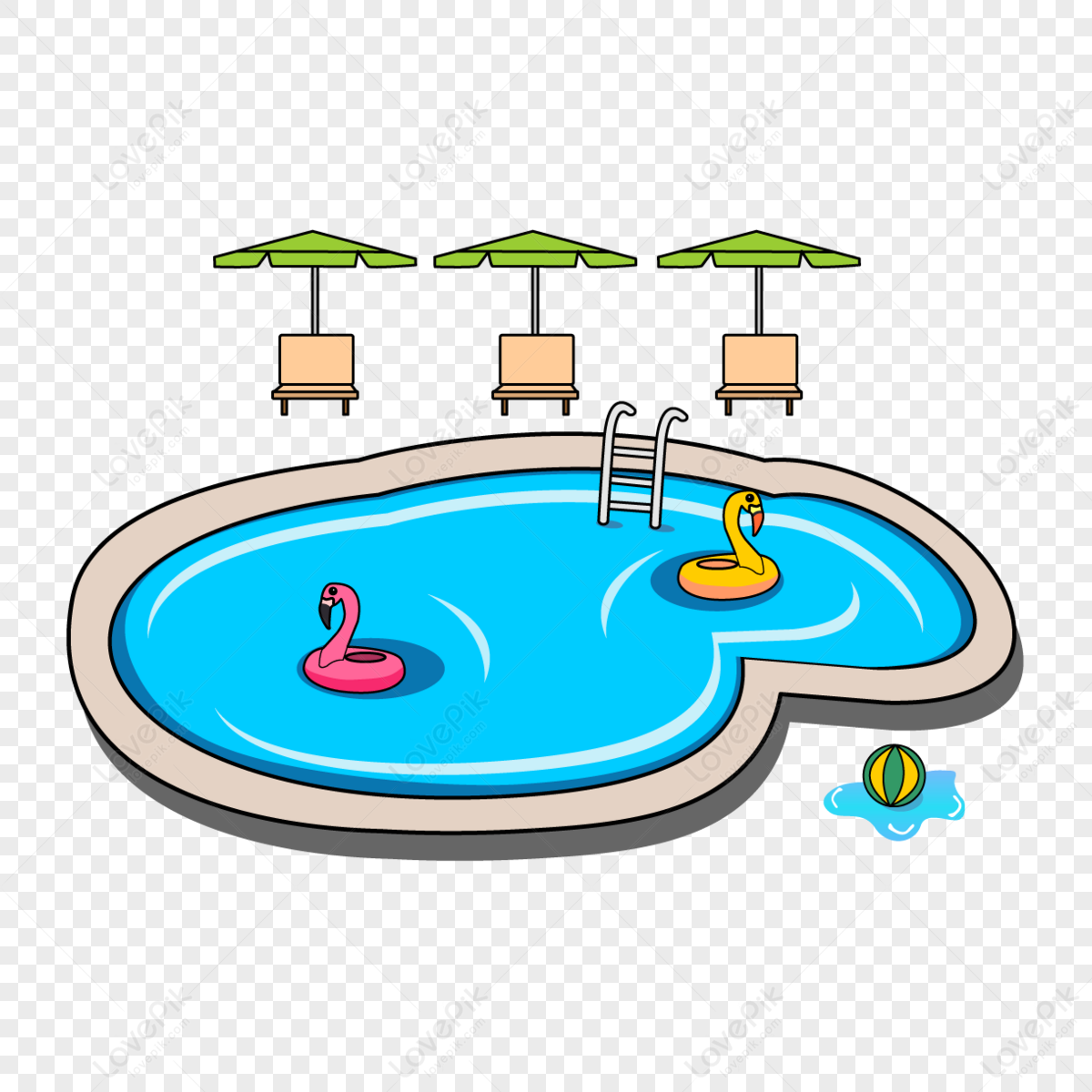 Swimming Pool Clipart,blue Watermark,green Umbrella,pool Party PNG ...
