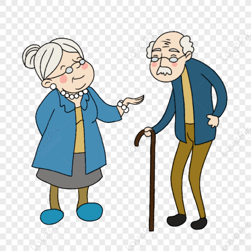 Two Elderly People In Blue Clothes Clipart,characters,character PNG ...