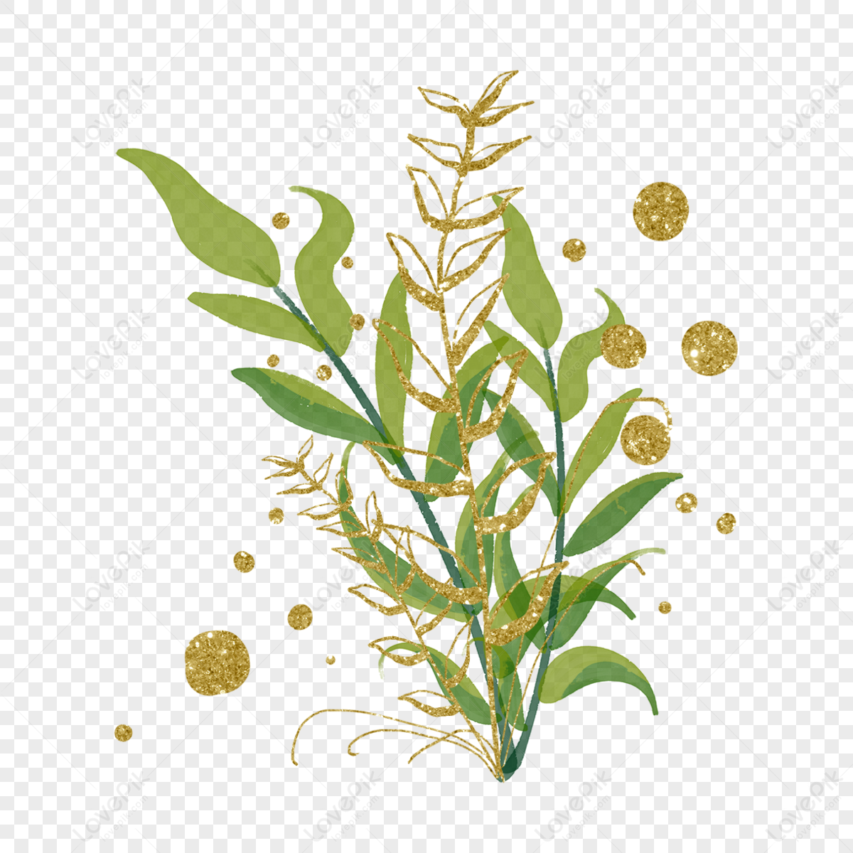 Wedding gold leaf green leaves happiness passing,gift,tropical free png