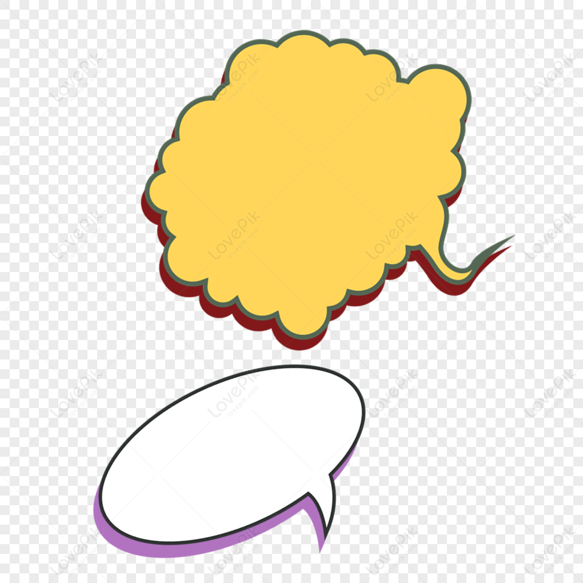 Yellow Cloud Thinking Bubble Chat Box,cartoon,decorative Frame Free PNG ...