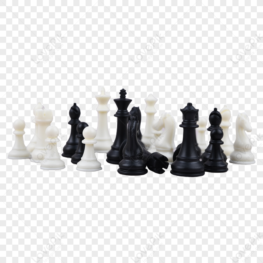 A Set Of Simple Black And White Chess Pieces,game,concise PNG ...