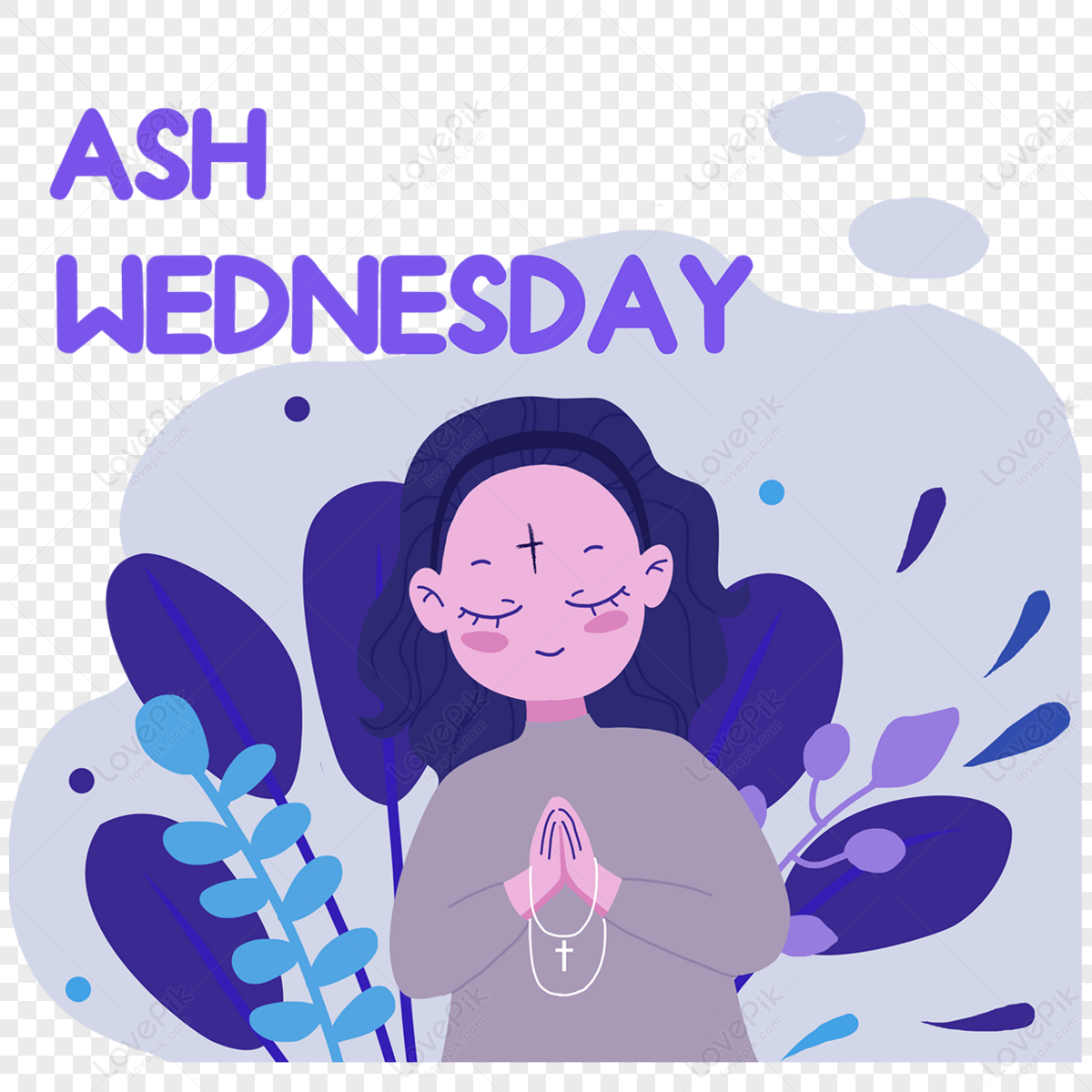 Ash Wednesday Illustration,blessing,pray,cross PNG White Transparent ...