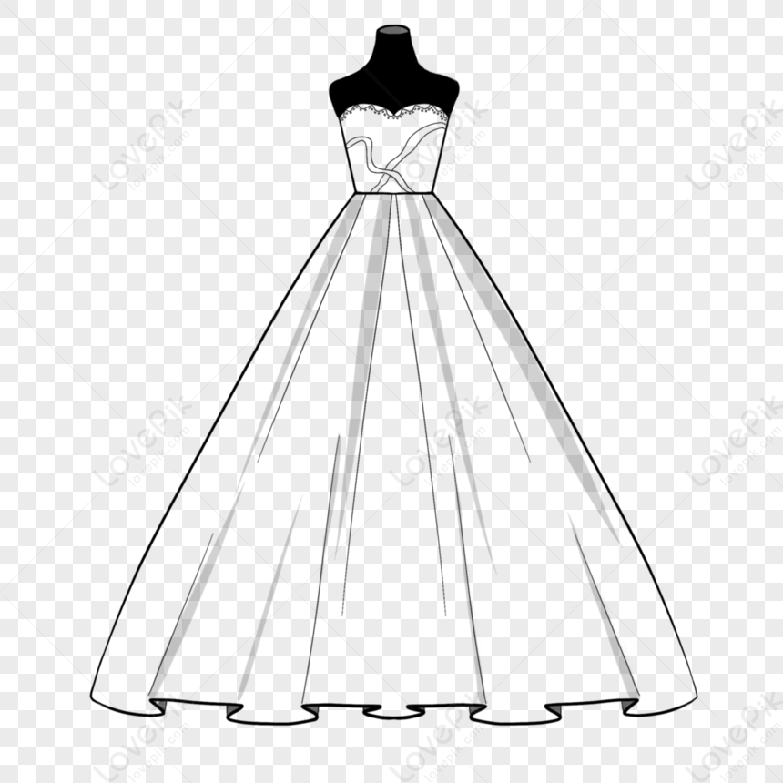 Big Skirt Corset Wedding Dress Clipart,folding,wedding Drawing PNG ...