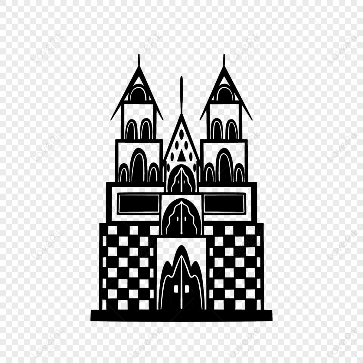 Black And White Attractions Building Castle Clipart,tourist Attractions