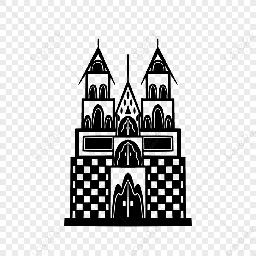 Black And White Attractions Building Castle Clipart,tourist Attractions ...