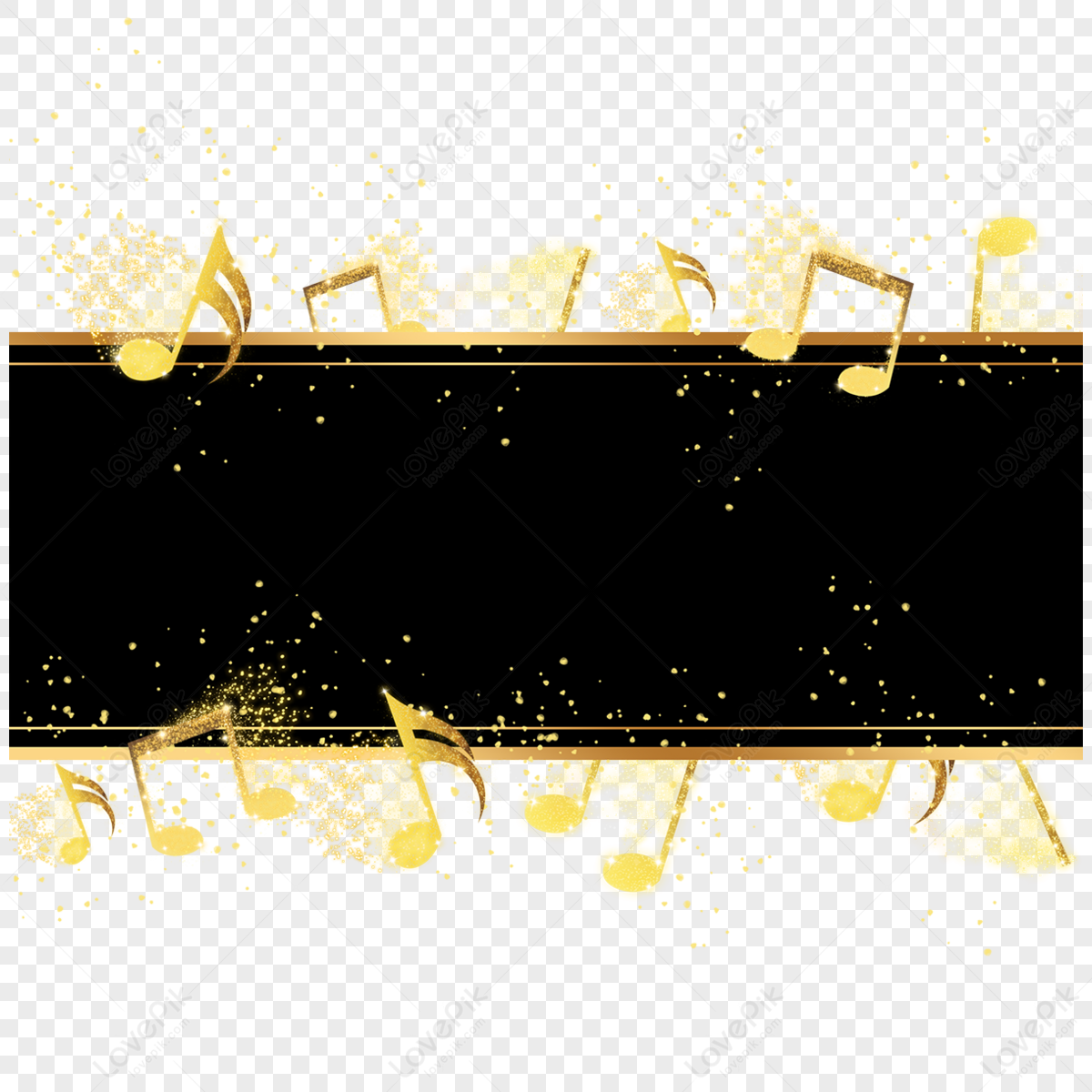Black Gold Musical Note Music Symbol Gradient Border,musical Notes,gold ...