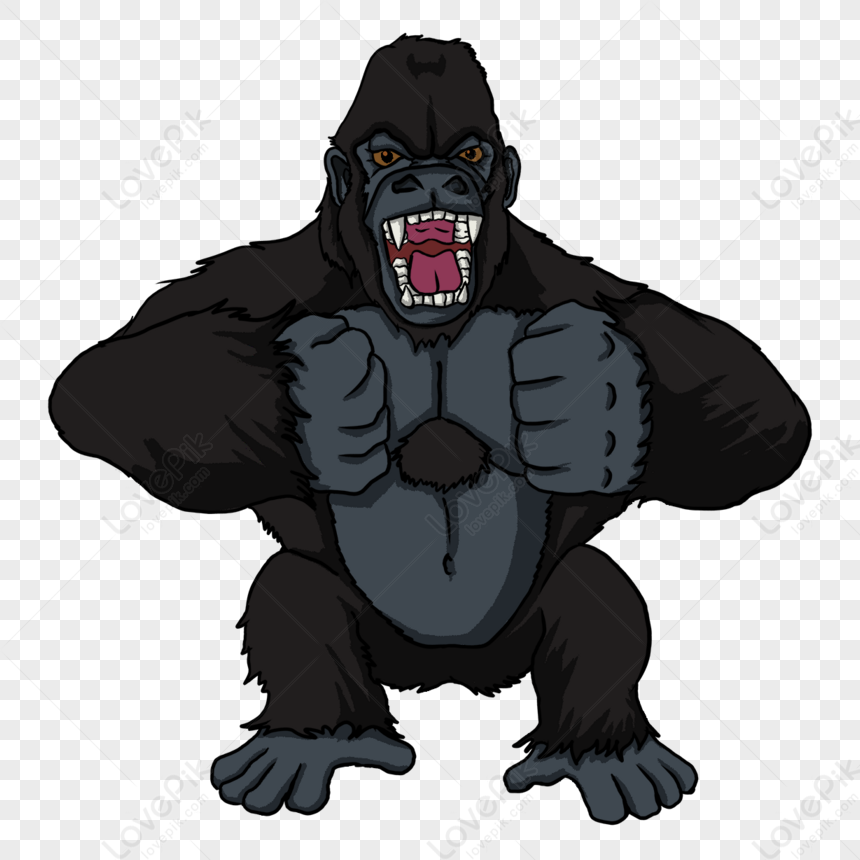 Black Pounding Chest Q Version Gorilla,orangutan,orangutan Clip Art ...