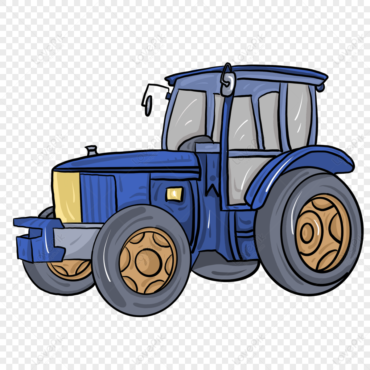 Blue Tractor Clip Art,big Wheels,yellow PNG White Transparent And ...