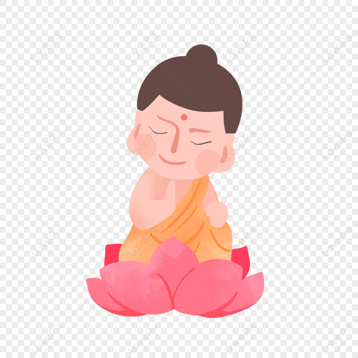 Buddha Birthday Vesak Day Closed Eyes Character Flat Style Illustration ...