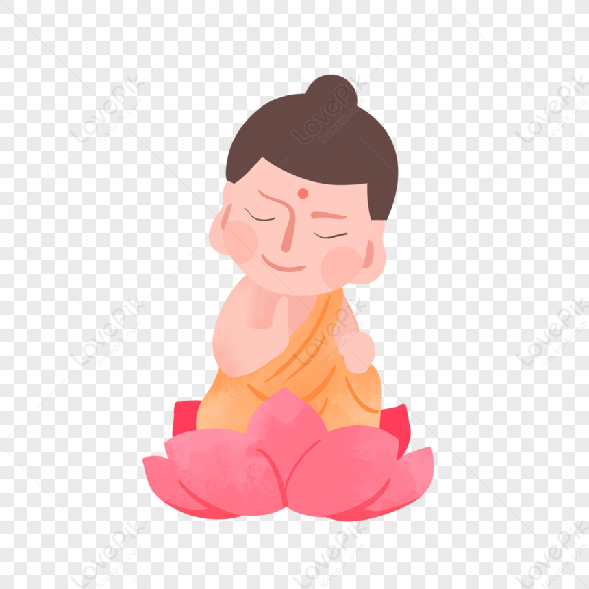 Buddha Birthday Vesak Day Closed Eyes Character Flat Style Illustration 