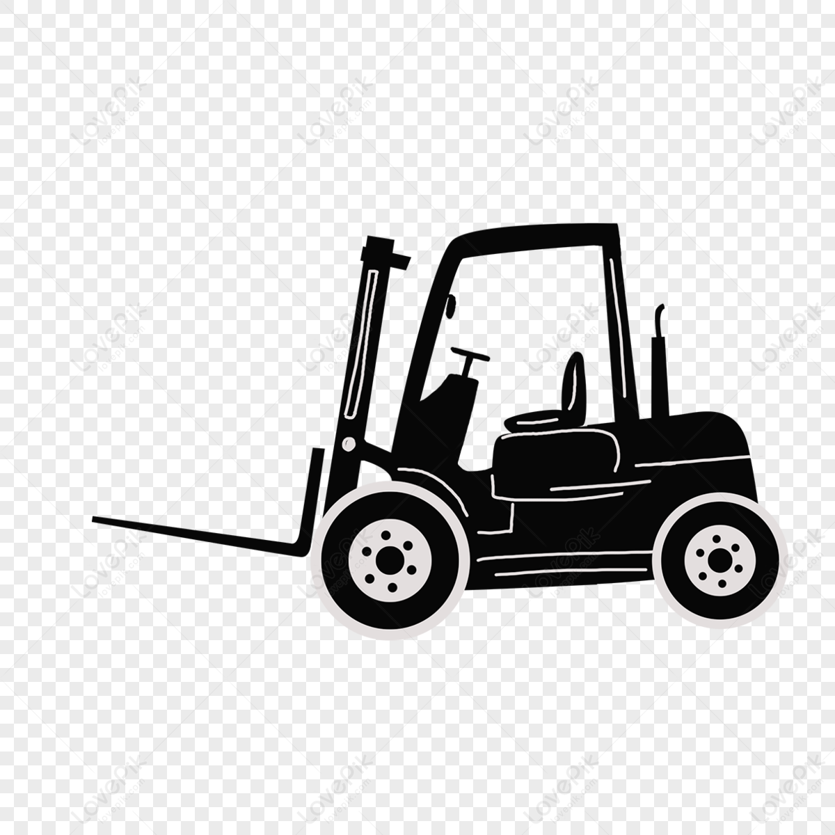 Cartoon Black Forklift Clipart Pattern PNG Image Free Download And ...