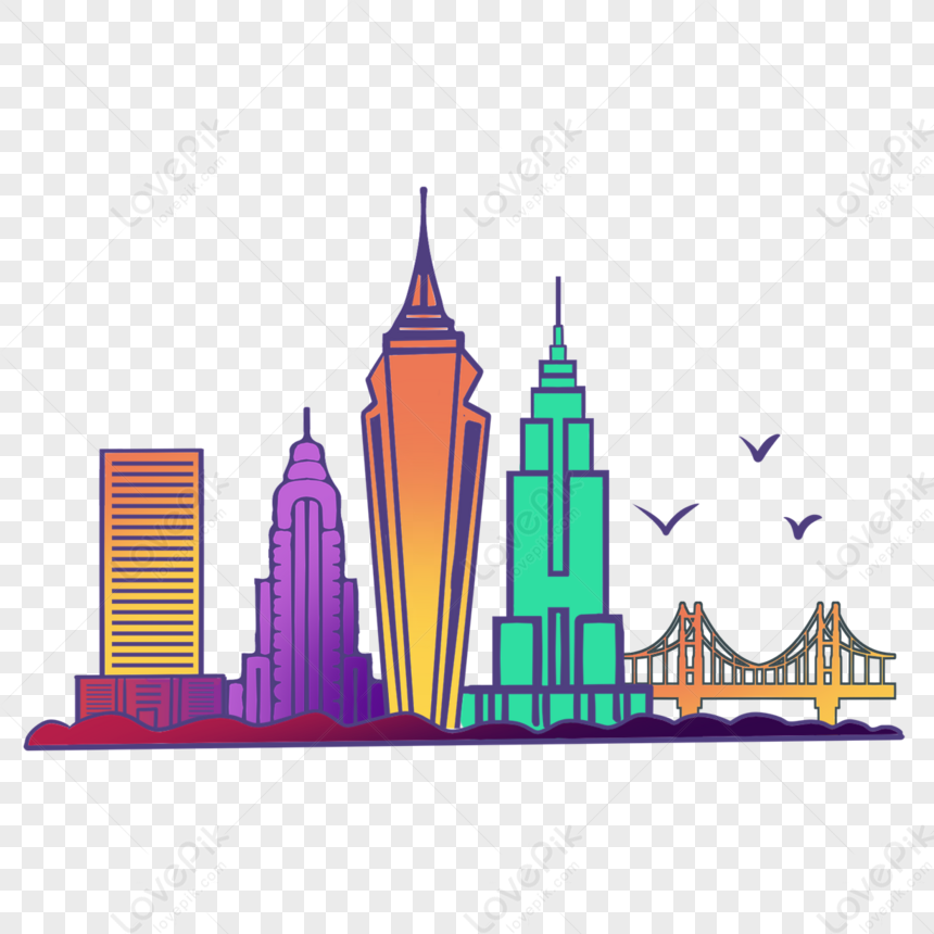 city skyline clip art color