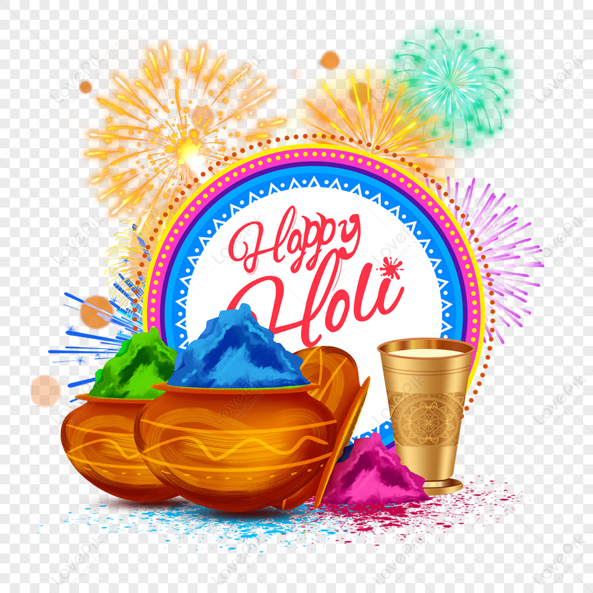 Colorful Happy Holi Firework Border,occasion,lettering,vacation PNG ...