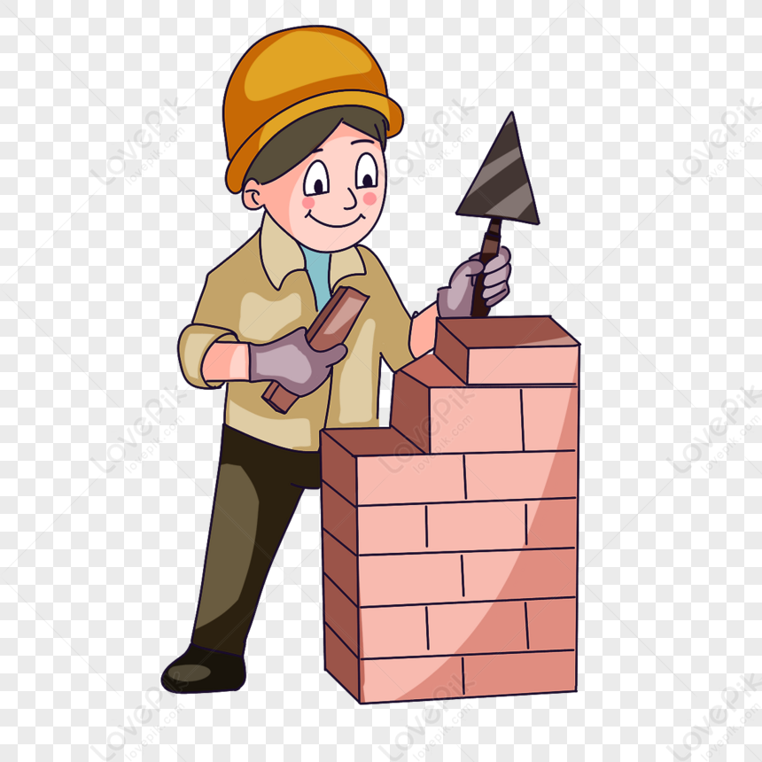 Construction Worker Laying Bricks Clipart,tool,lai,occupation PNG Hd ...