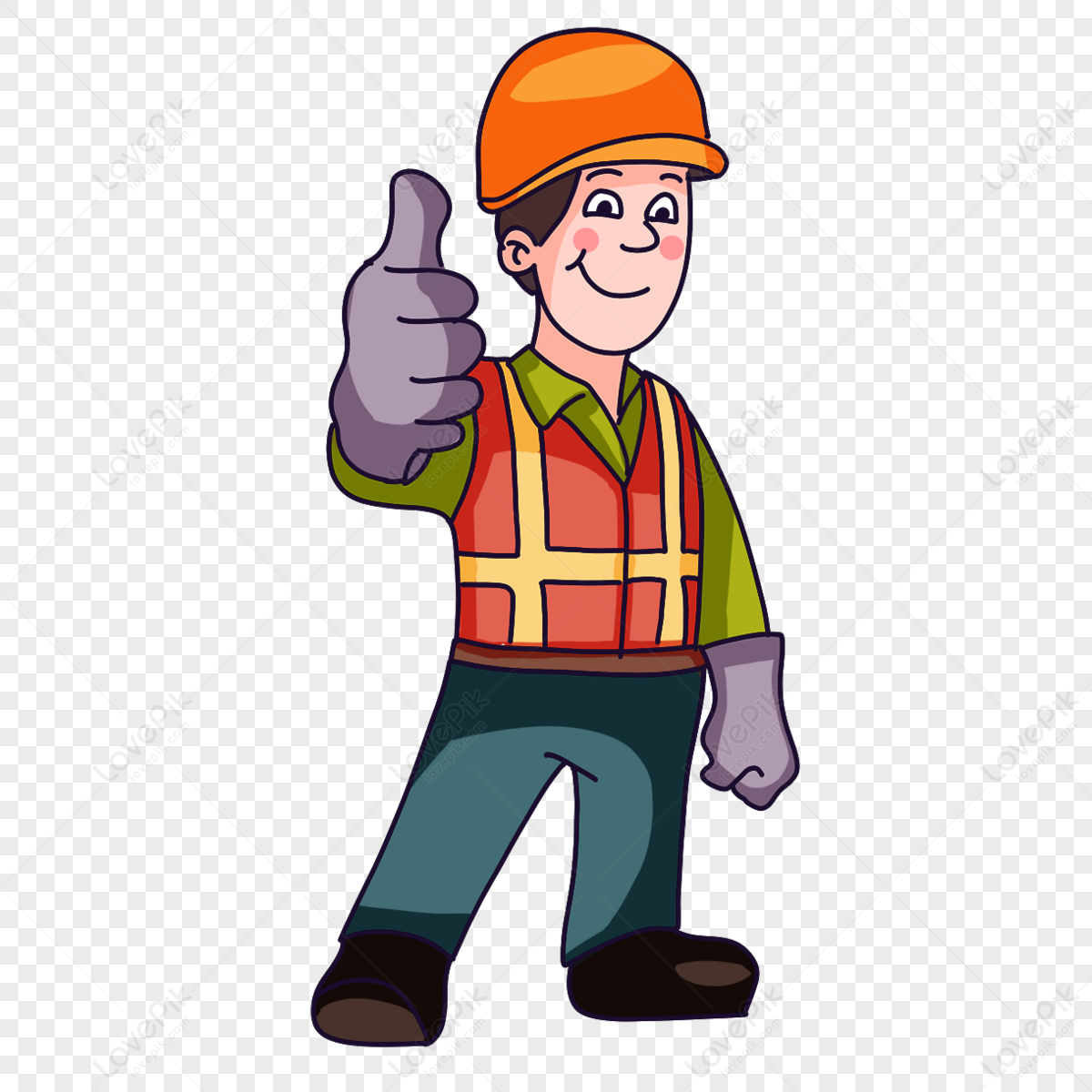 Construction Worker With Thumbs Up Clipartoccupationsafety Png Free