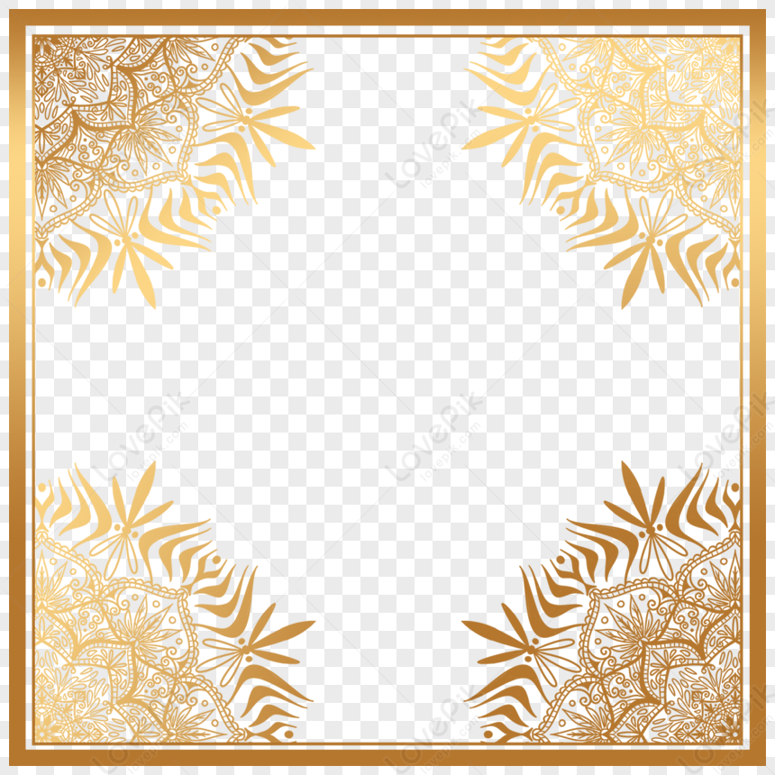 Creative Luxury Golden Mandala Square Borderframecreativity Png Hd