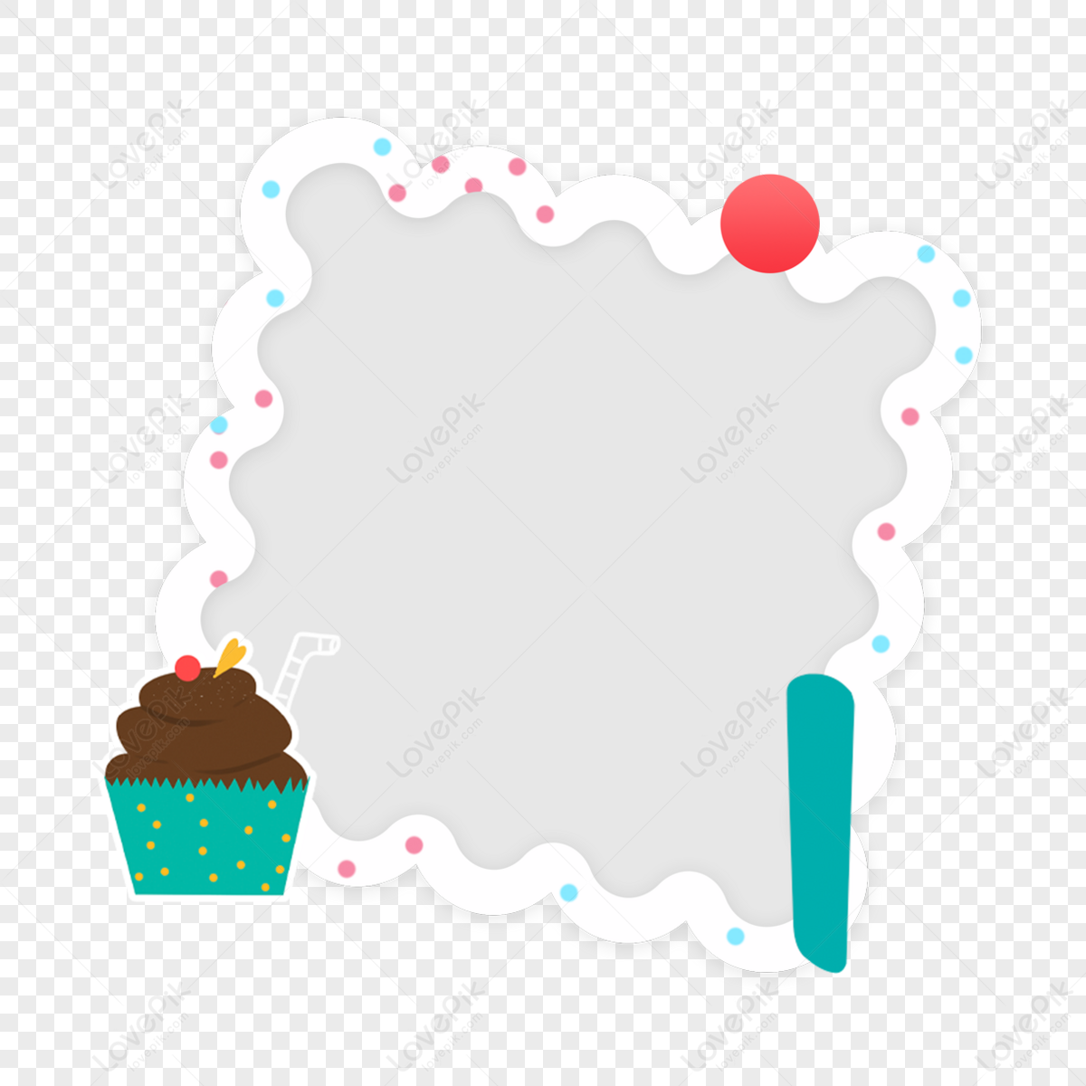 Cupcake Birthday Background Box,cartoon Frame,cartoon,cartoon Style PNG ...