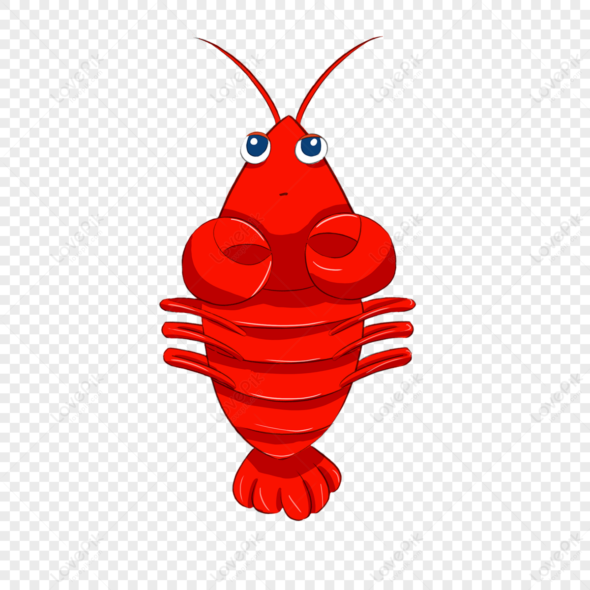 Cute Red Cartoon Crayfish Clipart,seafood,lobster PNG Transparent ...