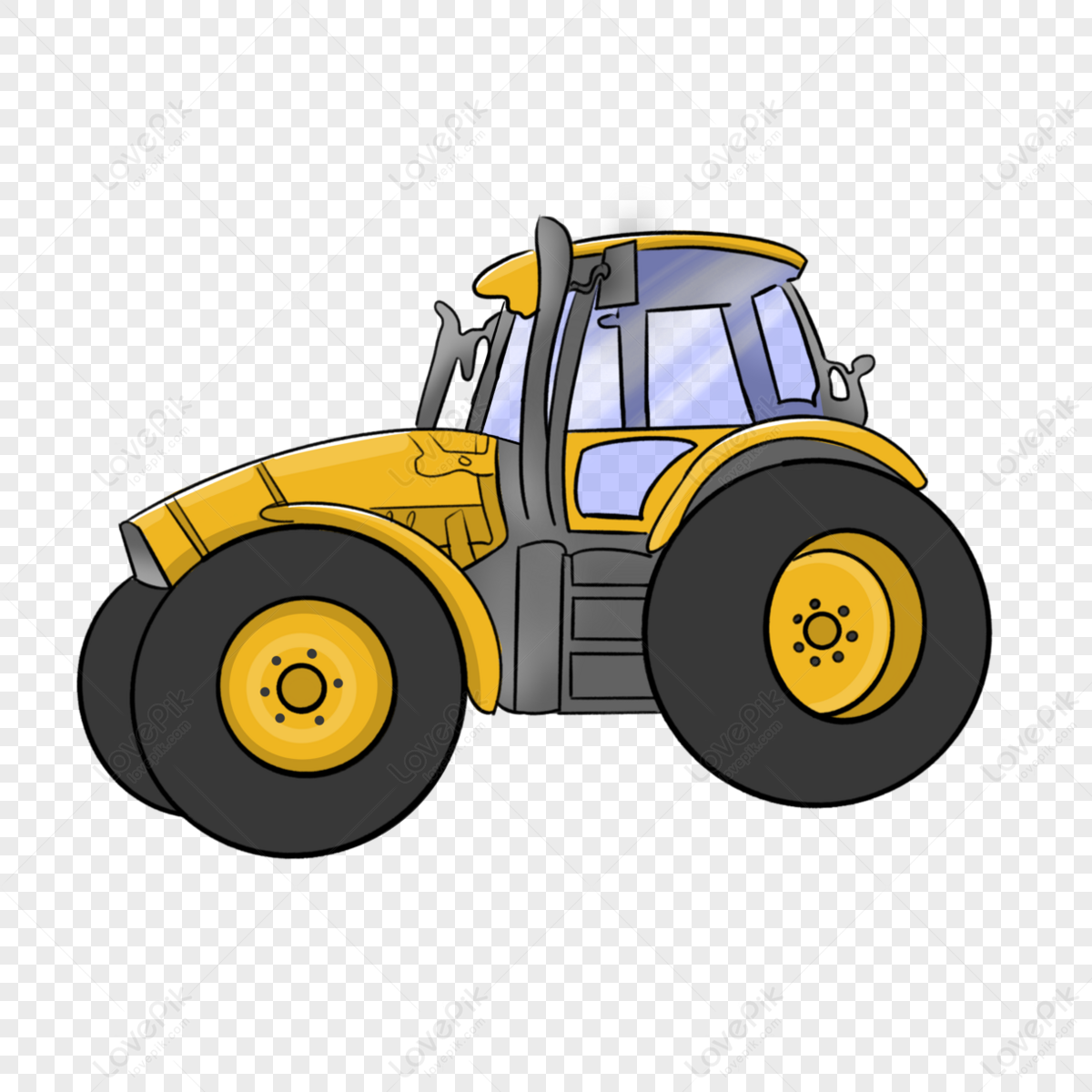 Dark Yellow Tractor Clip Art,machinery Tractor Clip Art,farming Tractor ...